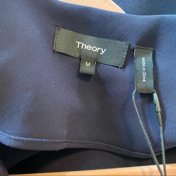 NWT Theory Navy Boatneck Cap Sleeve Blouse Tank - Picture 7 of 9